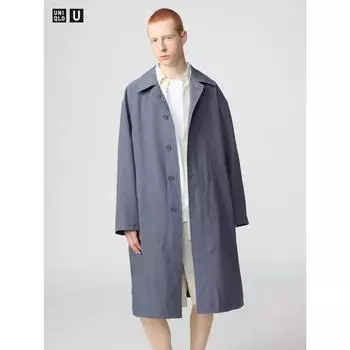 Однобортное пальто Uniqlo большого размера 07 GRAY/MEN S