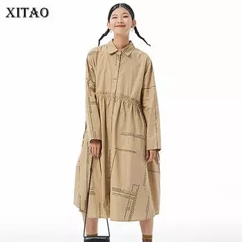 Однобортное платье XITAO Temperament GWJ3118