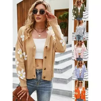 Однобортный кардиган вязаный свитер осень зима женский вязаный кардиган пальто свободные свитера в стиле колледжа S серый