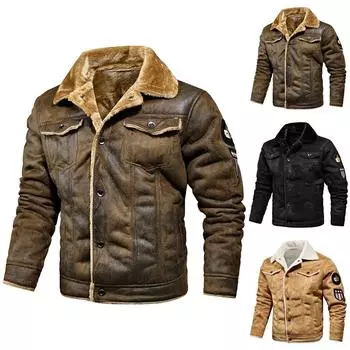 Однобортный Карман с лацканами с боковым швом Повседневный Искусственный однотонный Коричневый XXL чёрный