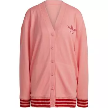 Однобортный трикотажный топ с длинными рукавами с логотипом Adidas Originals, женские топы, розовый IB2037 L