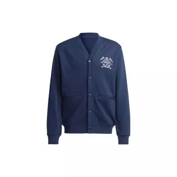 Однобортный вязаный кардиган с длинными рукавами Adidas Originals с логотипом, мужские топы синего цвета IC5771 L