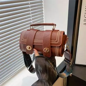 Одноцветная сумка на одно плечо для женщин, модная сумка с широким плечевым ремнем, маленькая сумка