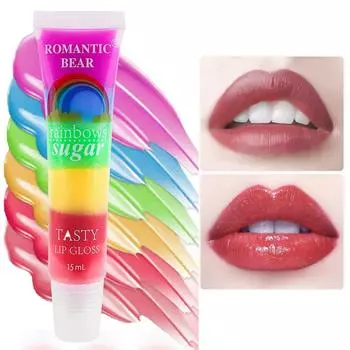 Одноцветный блеск для губ Rainbow Jelly, 6 ярких цветов, легкая текстура, стойкий цвет 15ml