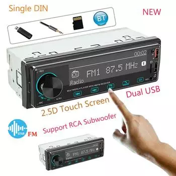 Однодиновый MP3 автомобильный радиоприемник аудио стерео FM Aux вход приемник 12 В встраиваемый Bluetooth мультимедийный автомобильный радиоплеер чёрный