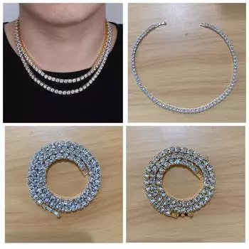 Однодренажное бриллиантовое ожерелье, простое модное ожерелье с коротким воротником и цепочкой 1 pc серебряный