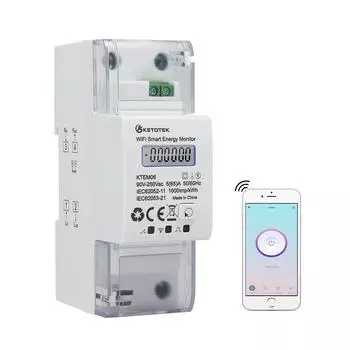 Однофазная Din-рейка, WIFI, интеллектуальный счетчик энергии, счетчик энергопотребления, кВтч, ваттметр с Alexa для умного дома