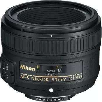 Однофокусный объектив Nikon NIKKOR 50 мм, совместимый с полноразмерными объективами AF-S f/1.8G