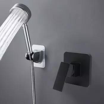 Однофункциональный смесительный клапан для душа, настенное крепление, черный комплект для душа, хромированный комплект для душа с гаечным ключом чёрный