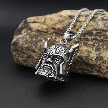 Одноглазая голова воина Подвеска одноглазая голова воина мужское ретро ожерелье из титановой стали