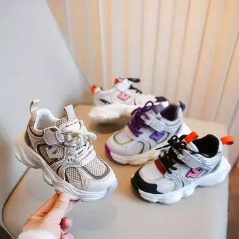 Одноклассники Девочки Лето Новые Детские Повседневные Кроссовки Девочки Сетчатые Дышащие Папочки Трендовые Туфли Средние И Старшие Дети 26 фиолетовый