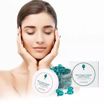 Однокомпонентный полироль с пептидом голубой меди для увлажнения и ровного тона кожи, в индивидуальной упаковке, портативная капсула для ночного применения 30 мл One Size