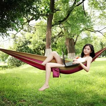 Одноместное и двухместное общежитие для кемпинга, отдыха на природе, парашютный тканевый гамак, сверхлегкий быстросохнущий нейлон с ремешком для дерева 230*9