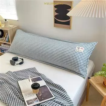 Одноместные двойные наволочки из стираного хлопка и льна класса А. Мягкие и удобные наволочки для кроватей. 48x120cm 1pc синий