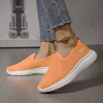 Однопедальная обувь с чехлом для ног Ленивая обувь Весна и осень Повседневная женская обувь Обувь для мам Низкая обувь на плоской подошве для ходьбы 36 оранжевый