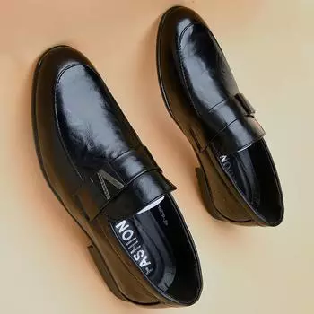 Однопедальные кожаные туфли Мужские модные защитные чехлы для ног без шнурков Мягкие кожаные брюки Мужские туфли Остроносые туфли Doudou 38