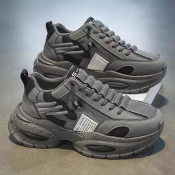 Однопедальные мужские кроссовки для бега на весну и осень, сетчатые кроссовки для мужчин, рабочая обувь для пап, нескользящая обувь для походов на платформе 39