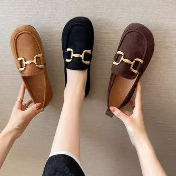Однопедальные туфли-лоферы на плоской подошве, матовые шапочки, женские туфли с мягкой подошвой и нескользящей поверхностью, весна 2025, новые универсальные 35 хаки