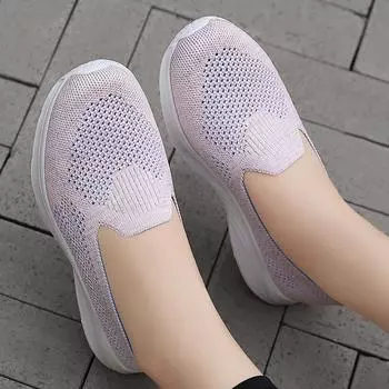 Однопедальные туфли на плоской подошве для мам среднего и пожилого возраста, нескользящие носки с мягкой подошвой, женская повседневная обувь для ходьбы на открытом воздухе 35