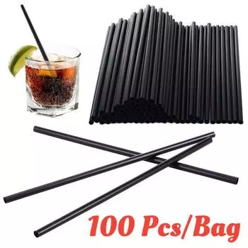 Одноразовая гибкая черная соломка чёрный