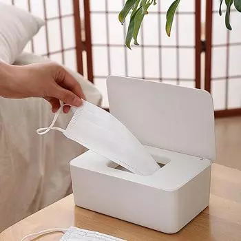 Одноразовая коробка для хранения масок, пыленепроницаемая откидная крышка, коробка для маски, чехол для влажных салфеток с крышкой, портативный для белый