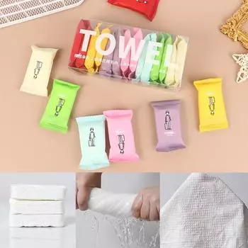 Одноразовая мочалка, портативное дорожное полотенце, утолщенное и увеличенное, из чистого хлопка, сжатое, очищающее лицо, квадратное полотенце для красоты 7PCS