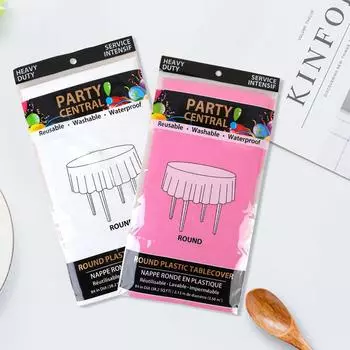 Одноразовая однотонная скатерть для вечеринки, десертного стола, макета для вечеринки, круглая скатерть 1pc белый