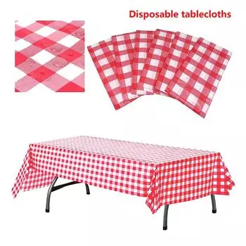 Одноразовая скатерть в красную и черную клетку для свадьбы, дня рождения, вечеринки, пикника в помещении, на открытом воздухе, пластиковая водонепроницаемая скатерть