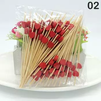 Одноразовые бамбуковые шпажки для еды Шведский стол Кекс Вилка для фруктов Торт для вечеринки Десерт Салат Овощные палочки Зубочистка Шпажка