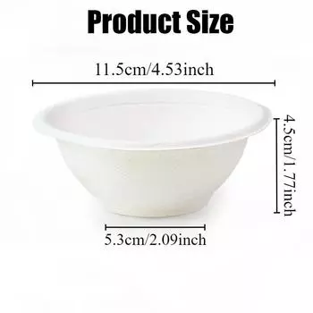 Одноразовые бумажные миски Биоразлагаемые бумажные миски Семейные вечеринки Пикники Супы Фруктовые закуски Десерты Бытовые контейнеры для еды 50PCS белый