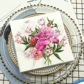 Одноразовые салфетки для вечеринок, двухслойные, 20 шт./упак., красочные цветочные узоры 20Pcs