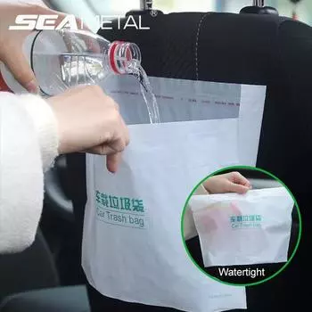 Одноразовый автомобильный мешок для мусора SEAMETAL, самоклеящиеся мешки для мусора 2-в-1, портативный водонепроницаемый мешок для мусора, сумка для хранения 20pcs белый