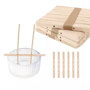 Одноразовый держатель для фитиля для свечей Перфорированная деревянная палочка Держатель для фитиля с тремя отверстиями Держатель для фитиля для ароматерапии Свеча Фиксирующая палочка для древесной стружки 1cm*12.5cm*3 50pcs