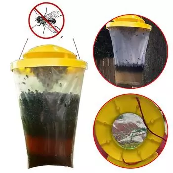 Одноразовый мешок для ловли мух Ловушка для комаров Подвесной ловушка для мух с приманкой Мешок для ловли мух Для парков/ресторанов/ферм светло-серый