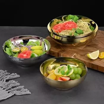 Однослойная миска для салата из нержавеющей стали для коммерческого использования, золотистая смешанная лапша, набор для супа в виде порошка с улитками