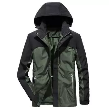 Однослойная тонкая мужская куртка большого размера с капюшоном, цветная блокирующая куртка M серый