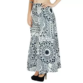 Однослойная юбка с цветочным принтом, длинная юбка с запахом, хлопковое платье Phagun, накидки One size