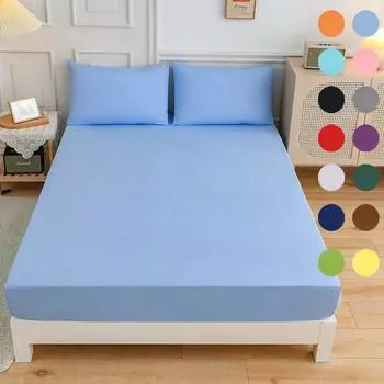 Односпальная двуспальная кровать, 1 шт., сплошной цвет, наматрасник, супермягкая простыня из микрофибры (Без наволочки) 120cmx200cm
