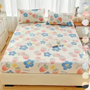 Односпальная двуспальная кровать, 1 шт., наматрасник, супермягкая простыня из микрофибры (Без наволочки) 90x200cm