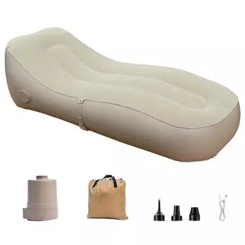 Односпальная кровать Baiao Airbed со съемным быстро надуваемым и сдуваемым матрасом для пешего туризма и пеших прогулок (коричневый) Встроенный насос, автоматическое надувание для кемпинга, серый