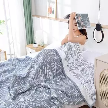 Односпальное и двуспальное летнее мягкое одеяло Одеяло с кондиционером Махровое одеяло из чистого хлопка Трехслойное марлевое летнее охлаждающее одеяло 1PC 150x200cm жёлтый