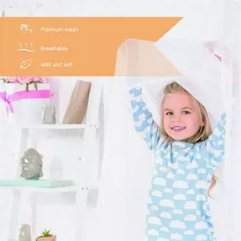 Одностворчатая москитная сетка для кровати, однотонный дизайн, хорошая воздухопроницаемость, простая установка, полностью закрытое антимоскитное покрывало для кровати, занавеска S чёрный