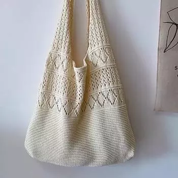 Однотонная алая ретро плетеная крючком сумка вязаные сумки женские сумки через плечо большая вместимость сумка для покупок 36x2x33cm хаки