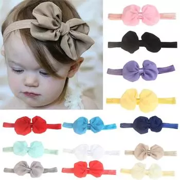 Однотонная эластичная повязка на голову с бантом для маленьких девочек, аксессуар для волос синий