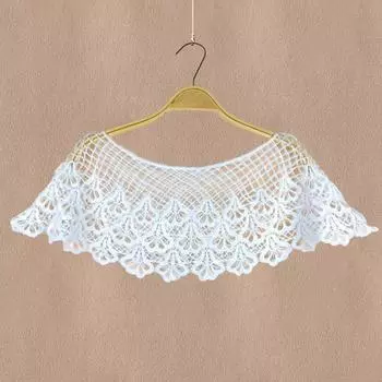 Однотонная ажурная шаль с вырезами, кружевной фальшивый воротник, накидка, женский болеро, накидка, пончо, весна, осень 7