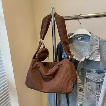 Однотонная бархатная женская сумка через плечо, большая вместимость, повседневная сумка через плечо, качественные сумки