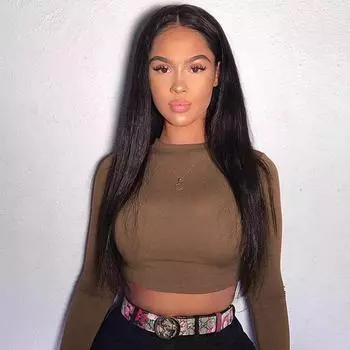 Однотонная базовая женская футболка с длинным рукавом, повседневная черно-белая модная укороченная футболка, женская модная корейская футболка S чёрный