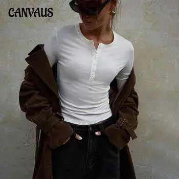 Однотонная блузка женская осенняя сотня повседневная облегающая круглая горловина с длинным рукавом S белый