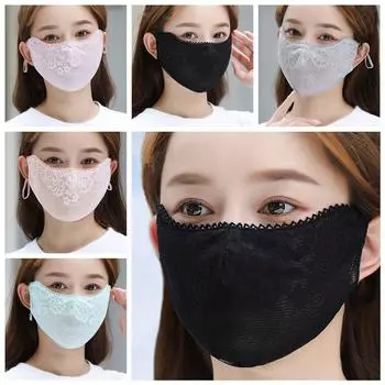 Однотонная цветная солнцезащитная маска для лица с цветочным принтом и защитой от ультрафиолета, солнцезащитная кружевная маска для верховой езды оранжевый/розовый