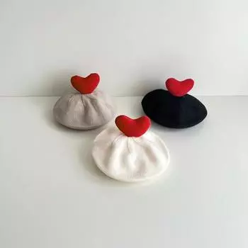 Однотонная детская шапка-берет Love Baby, зимняя теплая вязаная шапка для девочек, шапки с героями мультфильмов, корейская одежда для малышей, аксессуары 46-50cm (6-48M)